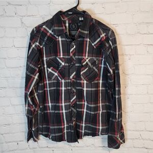 Indigo Star Men's Longsleeve Plaid Shirt, Size Medium